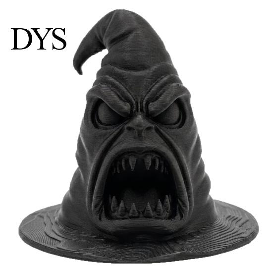 Dark Style Room Accessories 3D Printed Big Mouth Wizard Hat Figurine, Scary Witch Window Display Ornaments Tabletop Statue, Gothic Halloween