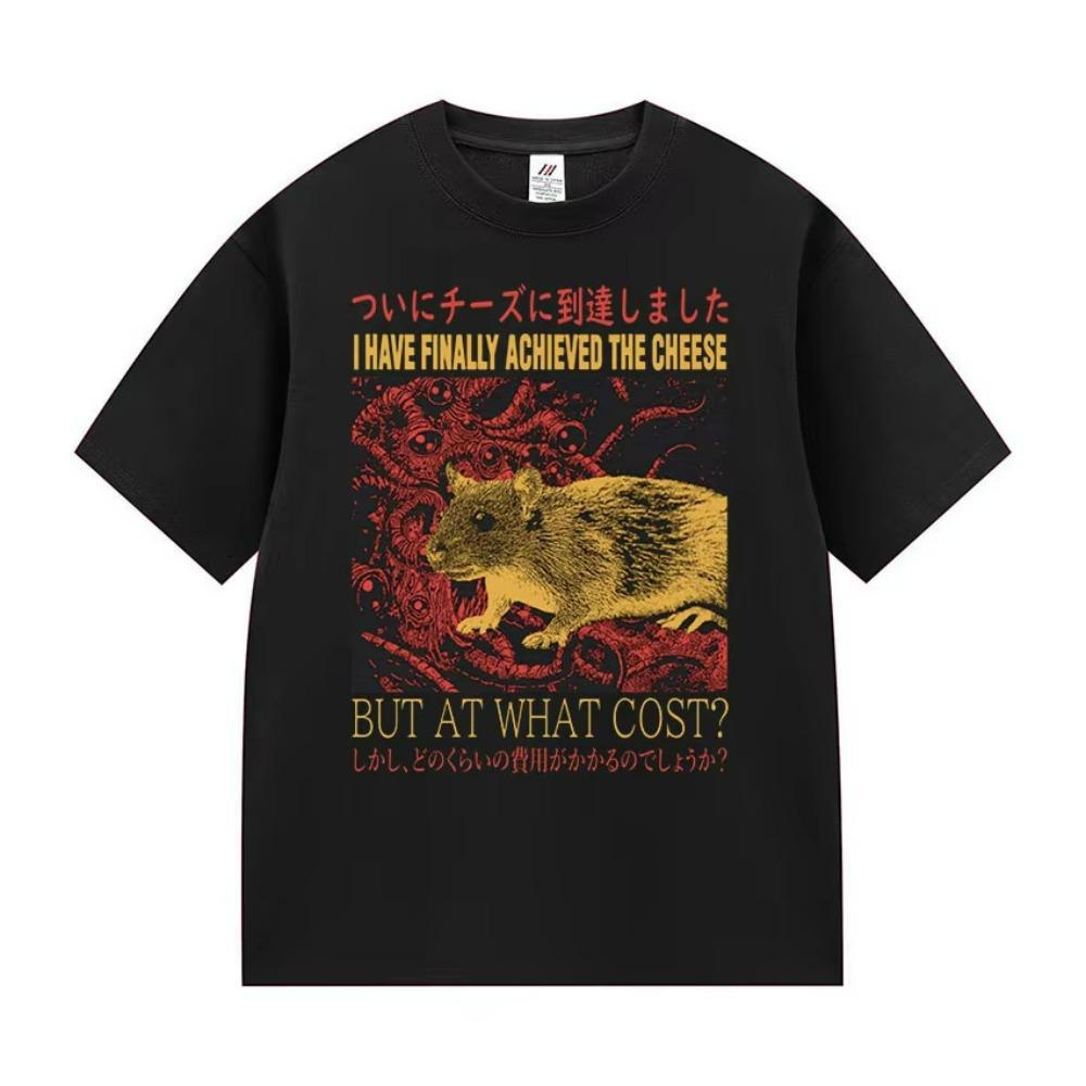 Funny Finally Achieved The Cheese Rat Graphic T Shirt Unisexs Harajuku Fashion Casual Tshirt Oversized 100 Cotton Unisex Tshirts
