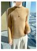 2024 Spring/Autumn Wool Ribbed Knit Sweater with Half-High Neck