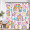 Cartoon Rainbow Kids Bathroom Shower Curtain Hand-Painted Cute Pattern Children Bathtub Decor Children Polyester Bath Curtain