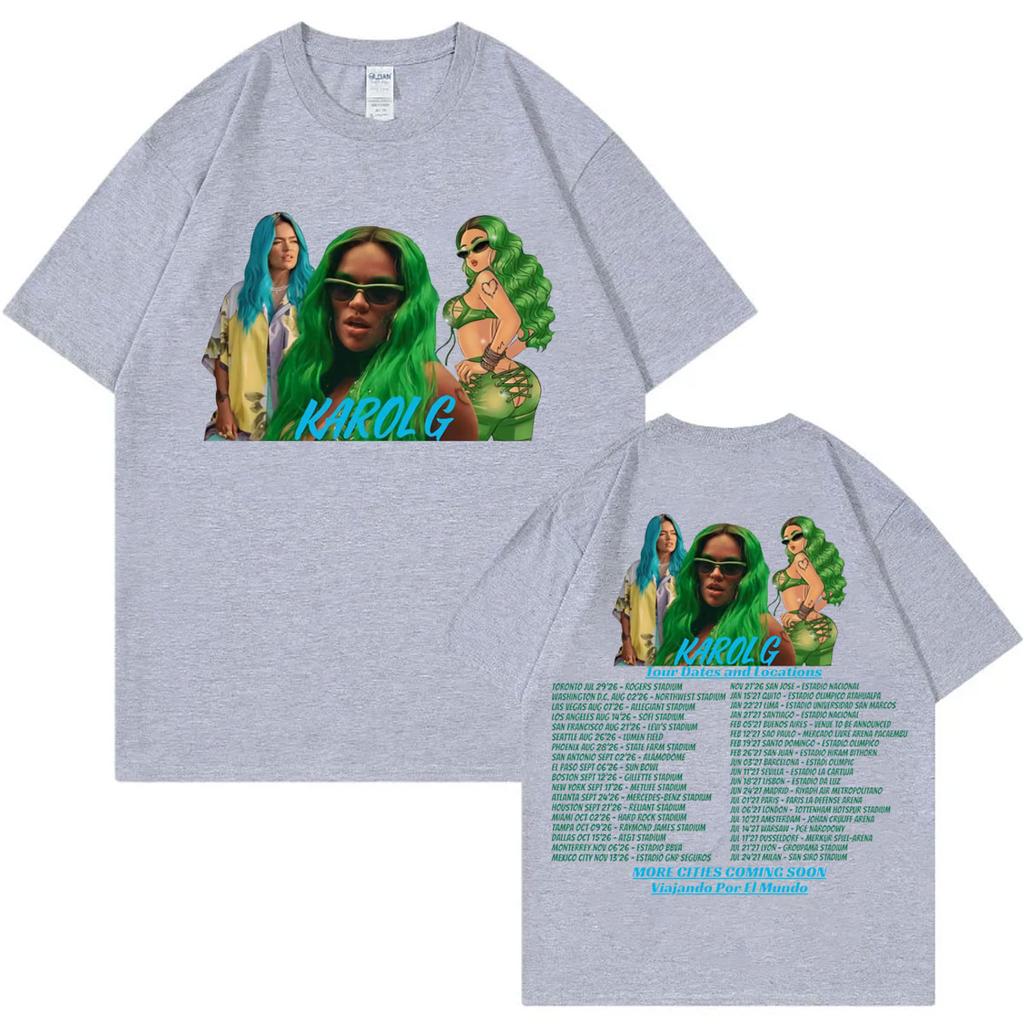 Singer Karol G Tropicoqueta Tour 2026 Tshirt High Quality Fashion Short Sleeve T Shirt Unisex Unisex Casual Loose Cotton Tshirts