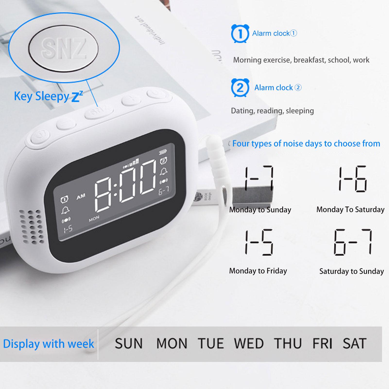 

Машина белого шума Вибрирующий будильник с радио Портативный дорожный будильник для слабослышащих Вибробудильник для сна