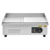 Commercial Electric Griddle, 535 x 300 mm, 3200W, 50-300°C Adjustable Temp Control, Stainless Steel Body, Half Grooved Half Flat, with 2 Spatulas, 2