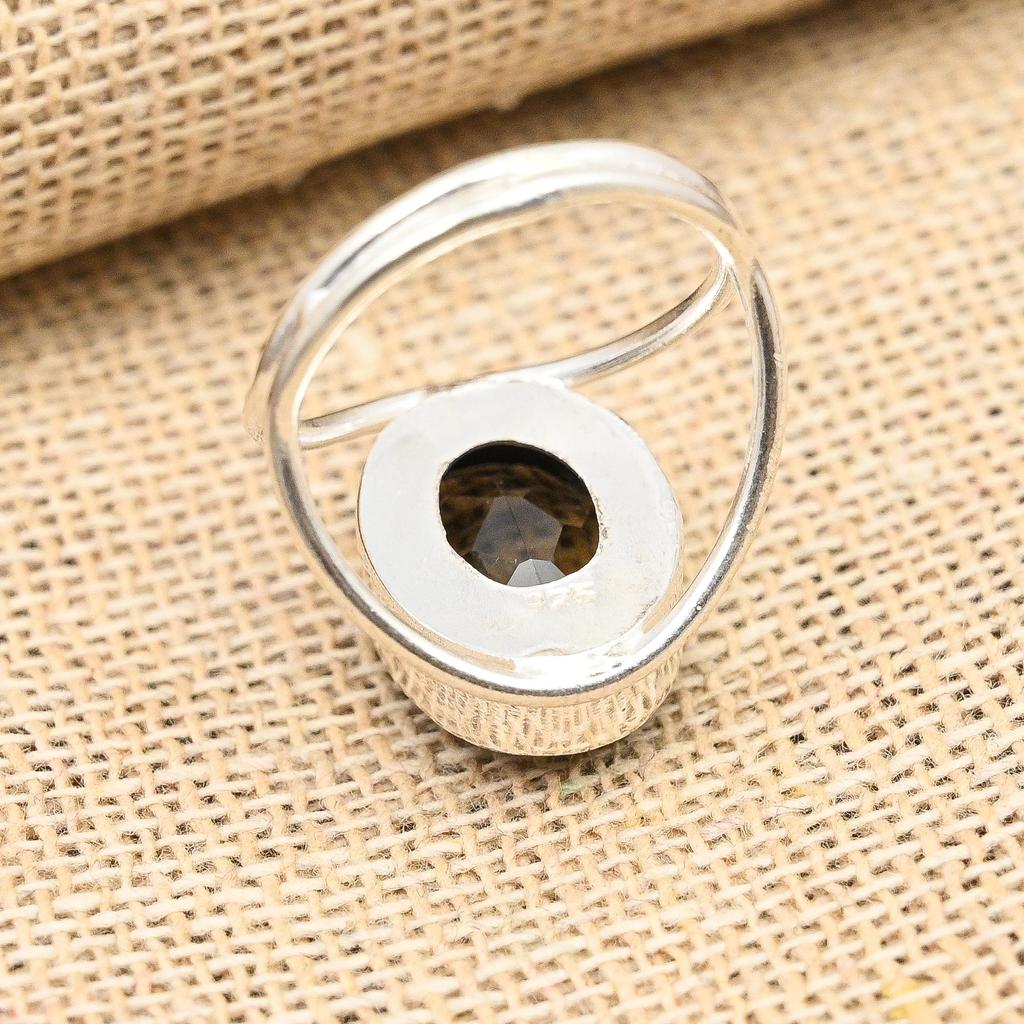 Smoky Topaz Gemstone Handmade Solid 925 Sterling Silver Ring Jewelry