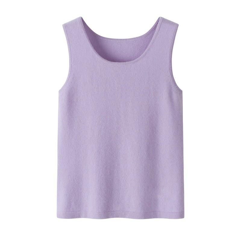 Simple Cashmere U-Neck Sleeveless Knit Camisole - Women's Autumn/Winter Warm Base Layer