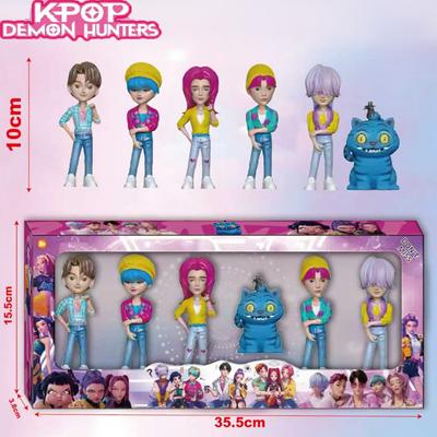 6pcs/Set Kpop Demon Hunters Action Figure Toy Derpys Tiger Jinu Abby Baby Mystery Romance Figurine Saja Boys Doll For Fans Gift