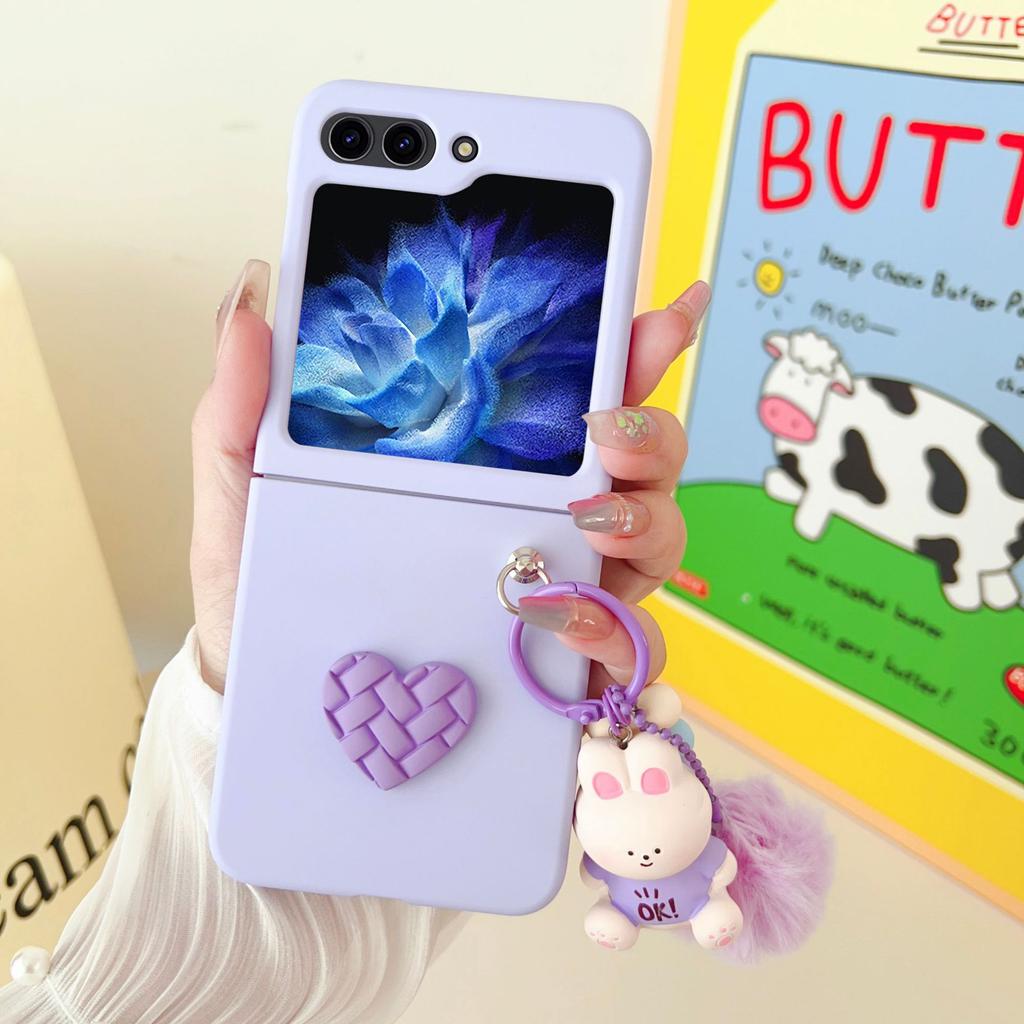 Applicable to Samsung GalaxyZ Flip8 mobile phone case folding skin feeling love hairball zflip7/6 protective case 5 women