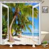 3D window opening scenery beach landscape printing shower curtain washable fabric curtain bathroom decoration with hook curtai