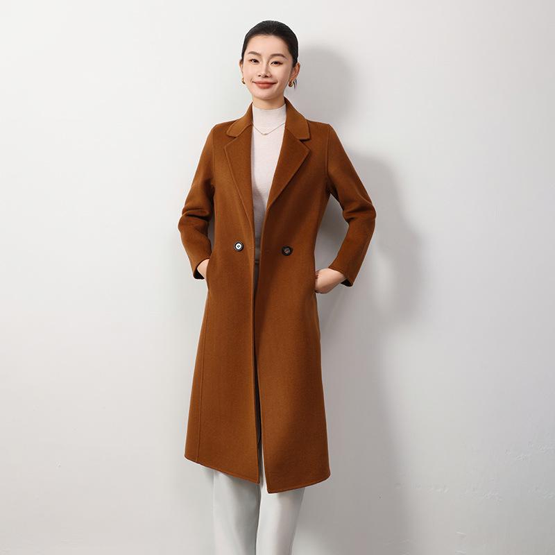 Women's Double-Faced Wool Slim Fit Extra Long Over-the-Knee Coat for Autumn/Winter