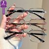 3pcs Unframed Reading Glasses-Comfortable and Lightweight Design, Rectangular Elegant Edge-cut Reading Glasses,  1.0 To  4.0