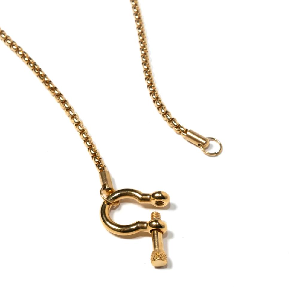 Mariasz Minimalist Stainless Steel Necklaces For Women Carabiner Horseshoe Screw Lock Collar Rope Chain Vintage Jewelry Gift