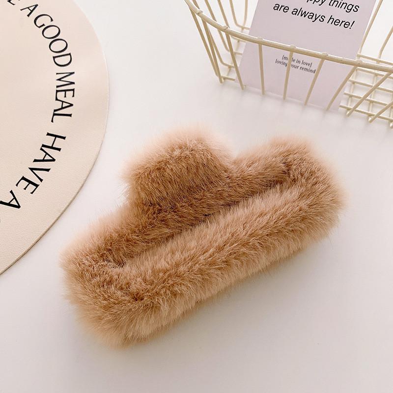 Hochwertige Plüsch Haarspange Groß Für Stilvolle Herbst-Winter-Mode