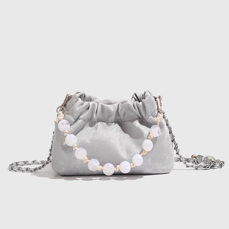 Trendová dámská nová vrásčitá designová perlová řetízková taška s mraky, módní volnočasové tašky přes rameno v korejském stylu, tašky na knedlíky, crossbody tašky