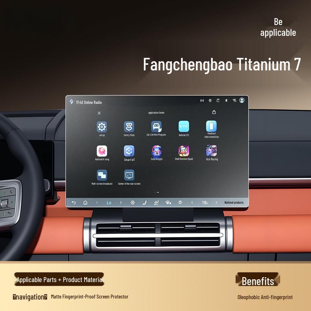 Equation Leopard Titanium 7 Central Control Tempered Screen Protector - Car Interior Accessory