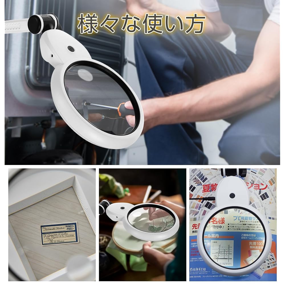 ZenCT Tabletop Magnifying Glass with 6x/12x Magnification, USB Powered, Battery Operated, 112cm