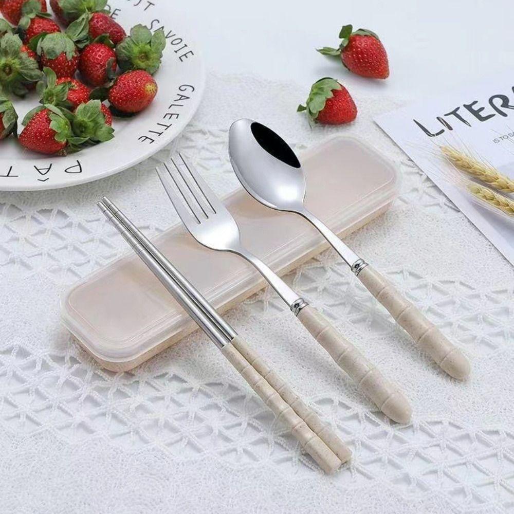 3Pcs Tableware Cutlery Set Stainless Steel Cutlery New Chopsticks