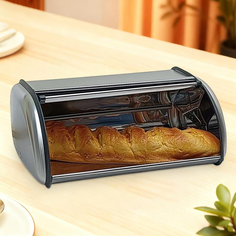 Verzinktes Eisen Bambusabdeckung Brotkasten Haushalt Eisen Aufbewahrungsbox Küche Gebäckaufbewahrung Metall Versiegelte Box