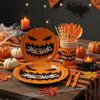 Pumpkin Pattern Disposable Plate Cup Set Decorative Disposable Utensils Set Birthday Party