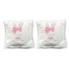 Pack of 2 Embroidered Rabbit Bowknot Design Easter Pillow Cover Plush Cushion Cover Pillowcases for Bed Sofa Children Room
