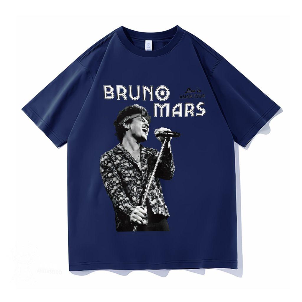Bruno Mars Concert American Tshirt Street Cross Border Trendy Brand Retro Printed Loose Short Sleeve 2026 Hot Sale