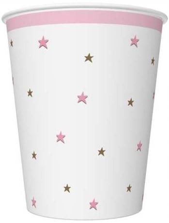 Kubeczki Papierowe Gwiazdki Różowe 250Ml 8Szt.