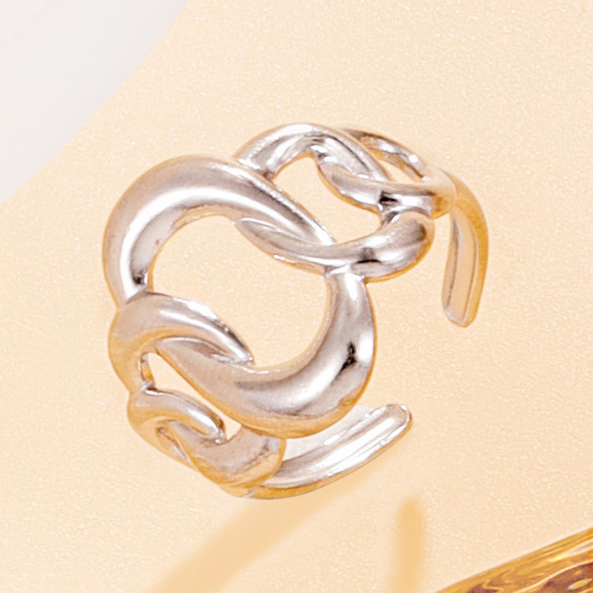 18K Gold Geometric Open Chain Ring in Stainless Steel for Women