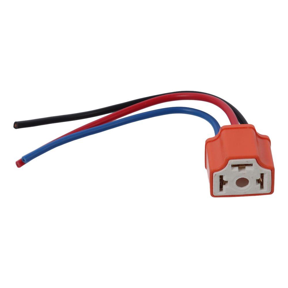 2pcs Ceramic H4 Wiring Harness Rubber Metal H4 Headlight Socket with 3 Adapter H4 Ceramic Socket for Headlight, Fog Light, Truck
