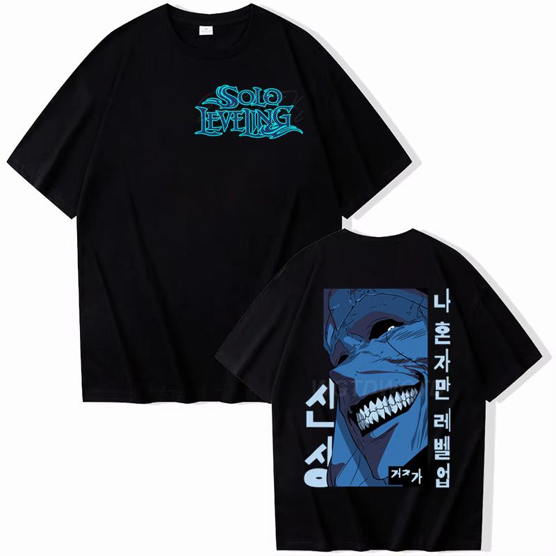 Solo Leveling Street Cool T-shirt Top 100% Cotton Hot Anime Men Clothes Harajuku Streetwear Solo Leveling Anime Men Women Shirt