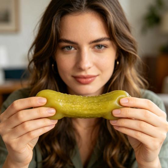 Decompress Toys with Sour Pickles Shape Fidget Toy Soft Elastic Slow Rebound Stress Relief Toy for Prank Funny Prop