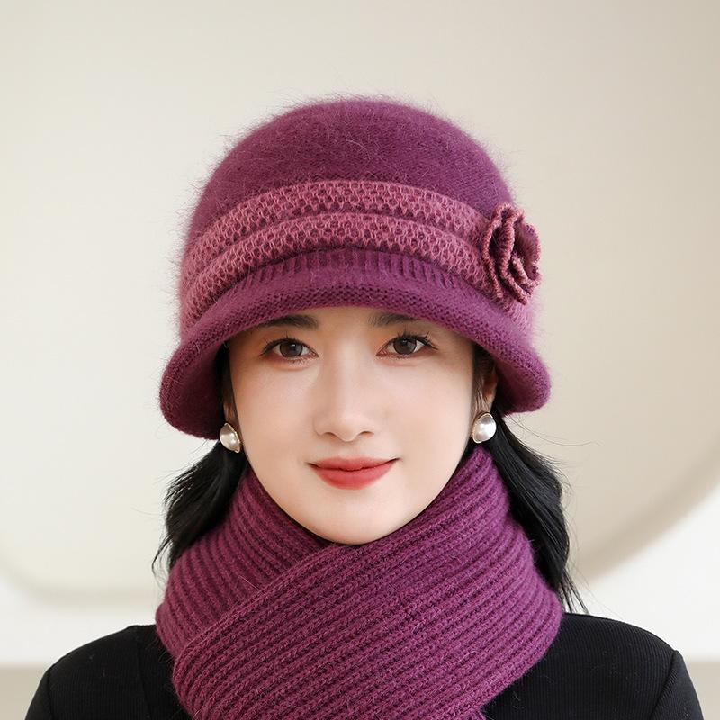 Warme Wintermütze für Damen, Strickmütze, stilvolles Kaninchenfell-Design für Schutz bei kaltem Wetter