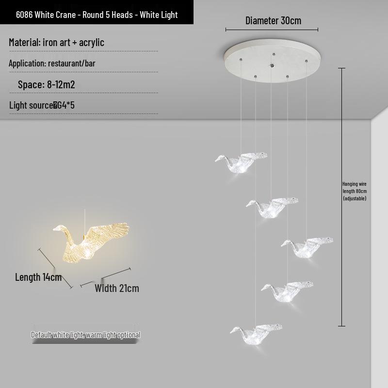 Creative Butterfly Swan Swallow Pendant Light for Bedroom or Living Room