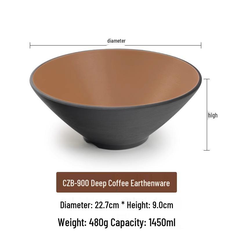 Large Frosted Melamine Ramen Bowl - Japanese-Style Restaurant Noodle Bowl for Mala Tang, Luosifen, Soup, and Rice Noodles