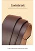 Men's Retro Buckle Cowhide Leather Belt - Fashionable & Versatile Genuine Leather Pants Accessory.