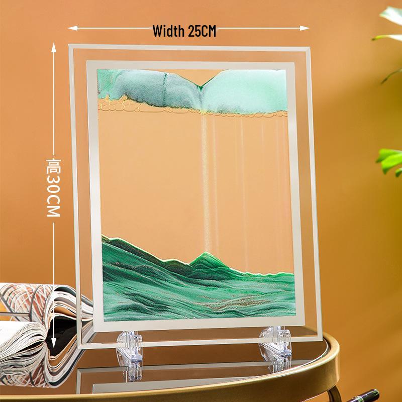 Ornament 3D Ruchomy Piasek Lustrzane Krawędzie Kwadratowy Obraz do Salonu - Szklana Dekoracja Rękodzieła Zestaw na Prezent