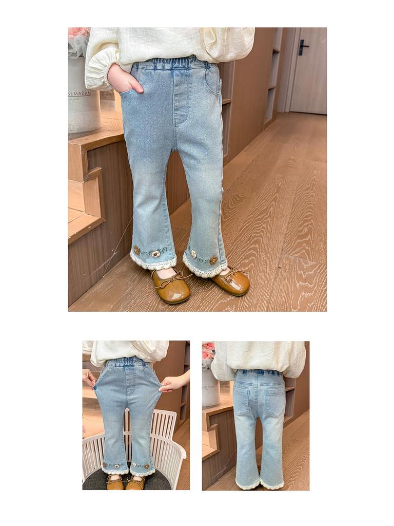 Girls' Spring & Autumn 2025 Flared Jeans: New Casual Trousers for Baby Girls