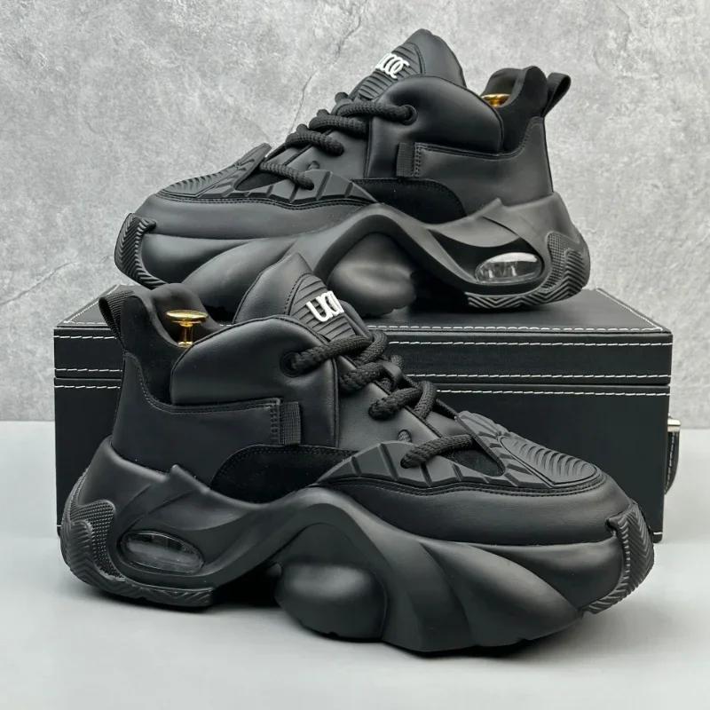 New fashionable versatile men's casual sports shoes trendy thick soled student height increasing shoes