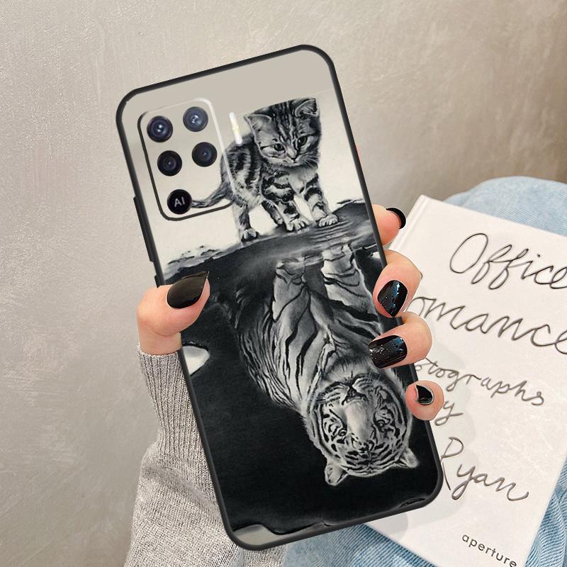 Animal Big Cat Kitten Tiger Case For Oppo A40 A60 A80 A78 A38 A18 A98 A58 A96 A76 A16 A94 A74 A54 A15 A17 A57 A77 A5 Pro