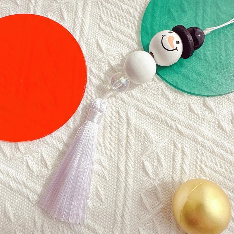 Christmas Theme Phone Lanyard Puppet Pendant Strap Detachable Beaded Phone Chain Keyring Portable Accessory for Women
