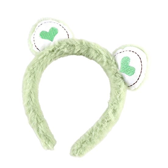 Hair Hoop Toothed Anti-Slip Plush Headband with Bear Ears Decor Fluffy Elastic Face Washing Makeup Hairband
