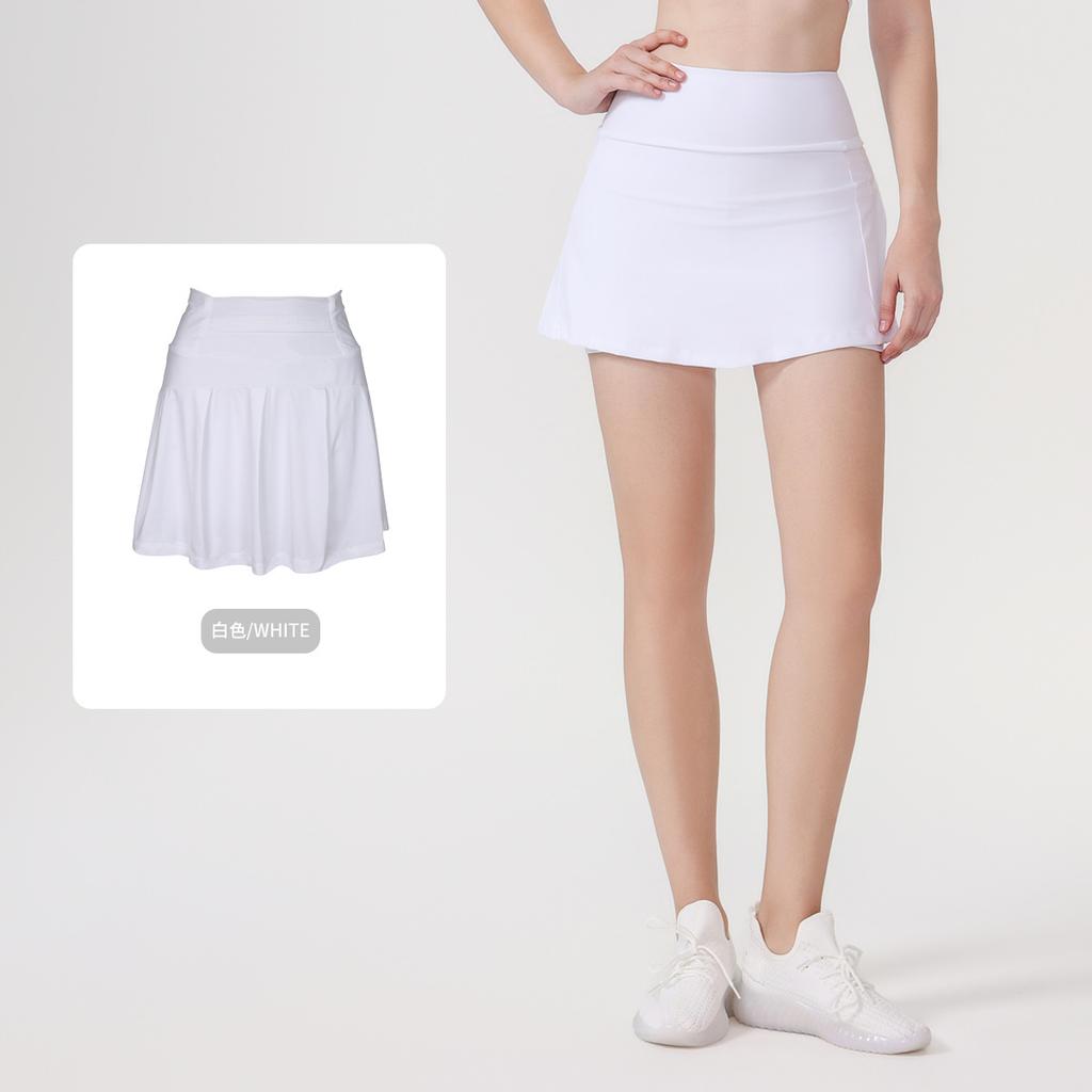 () Sports Tennis Skirt Women'S Anti-Light Fitness Skirt Fake Two-Piece Yoga Quick-Drying Pleated Skirt Shorts