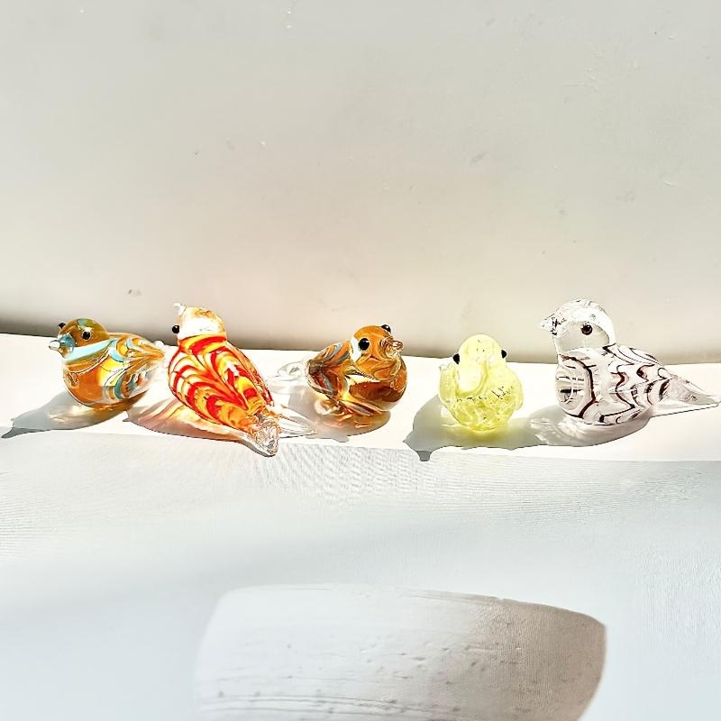 Handmade Mini Glass Bird Figurine Multi-Color Art Decor Ornament Home Desktop Collection Craft Small Animal Glass Statue Gift