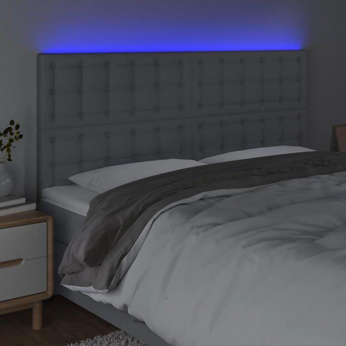 VidaXL Tête de Lit à LED Meuble de Chambre à Coucher Accessoire de Lit Double Tête de Cadre de Lit Intérieur Gris Clair 3122872