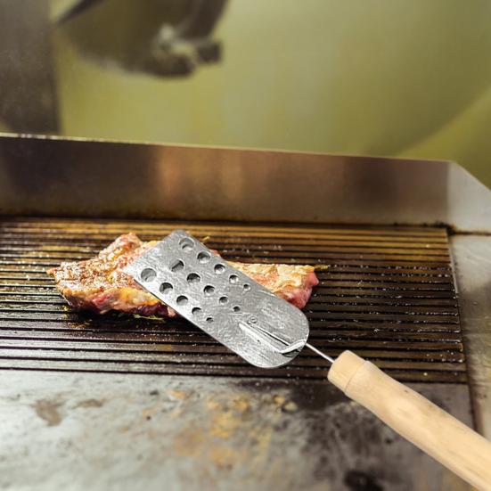 Hot Meat Patty Spatula Heat Resistant Meat Turner Stainless Steel Triple-Blade Spatula Versatile Barbecue Scraper