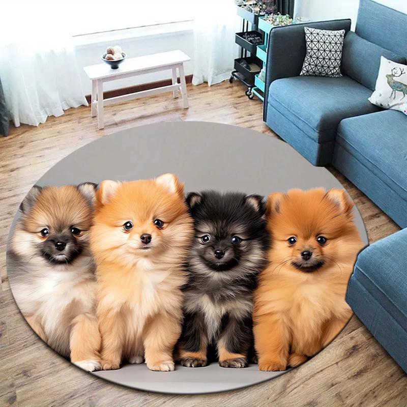 Cute dogs of all kinds Round Area Rug,Carpet Rug for Living Room Bedroom Sofa Playroom Decor,Non-slip Floor Mat 80cmx80cm