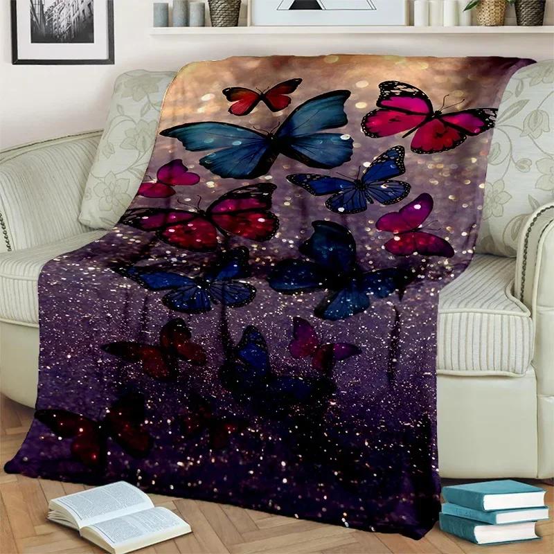 Cartoon Dream Butterfly Flower Blanket,Soft Throw Blanket for Home Bedroom Bed Sofa Picnic Travel Office Rest Nap Cover Blanket