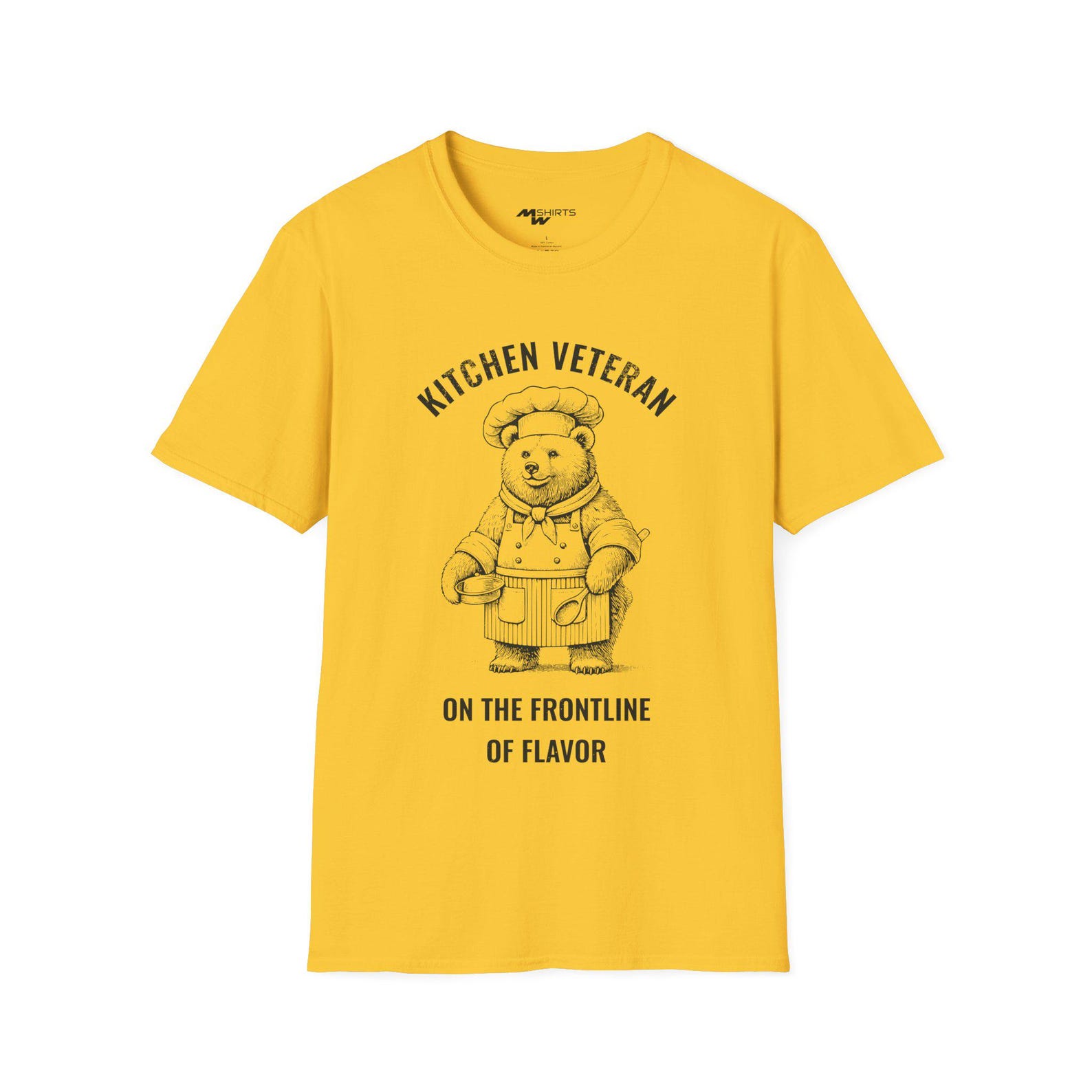 Kitchen Veteran: On the Frontline of Flavor Bear Chef T-Shirt/ Unisex Softstyle T-Shirt 2XL