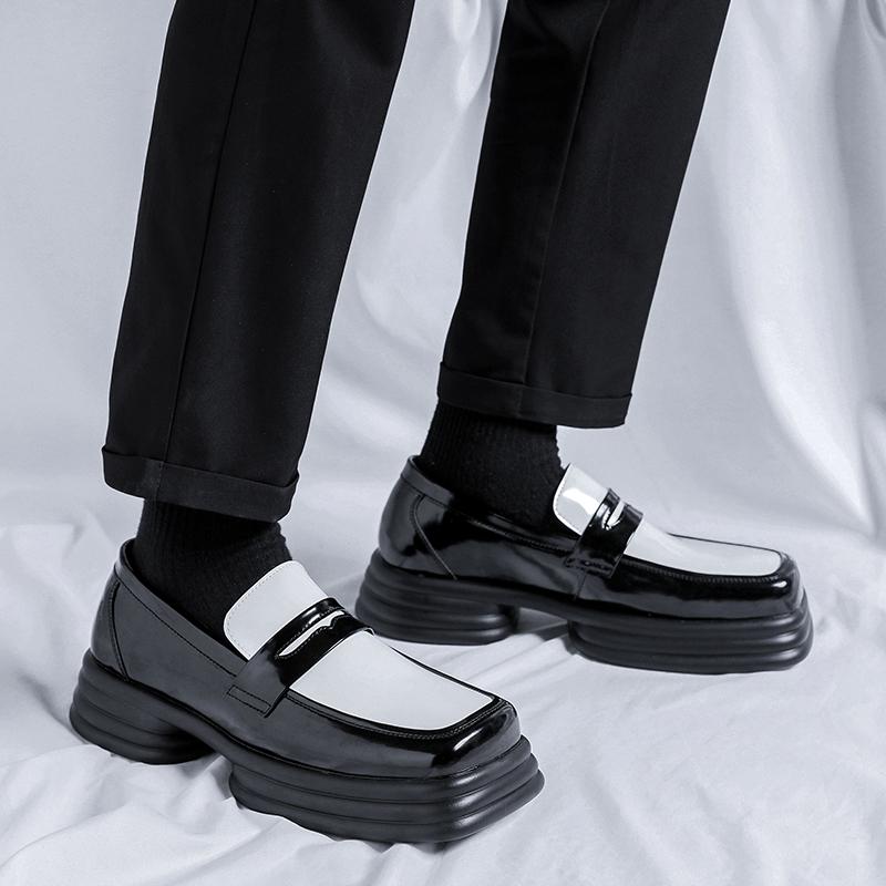 Fashion2024 Spring Men's Genuine Leather Shoes Oxford Square Toe Anti Slip Thick Sole Men's Casual Fashion Loafers Men's Formal Shoes