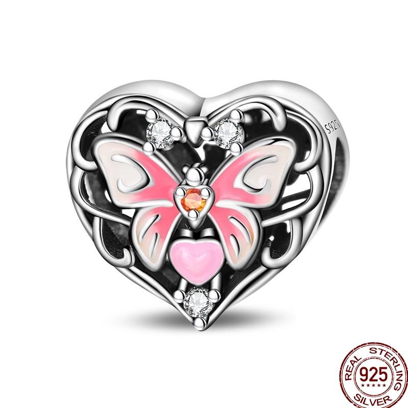100% Copper Crown Shrimp Crab Charms Beads Butterfly Heart Birthday Pendants Fit Bracelet Jewelry Gifts Marking