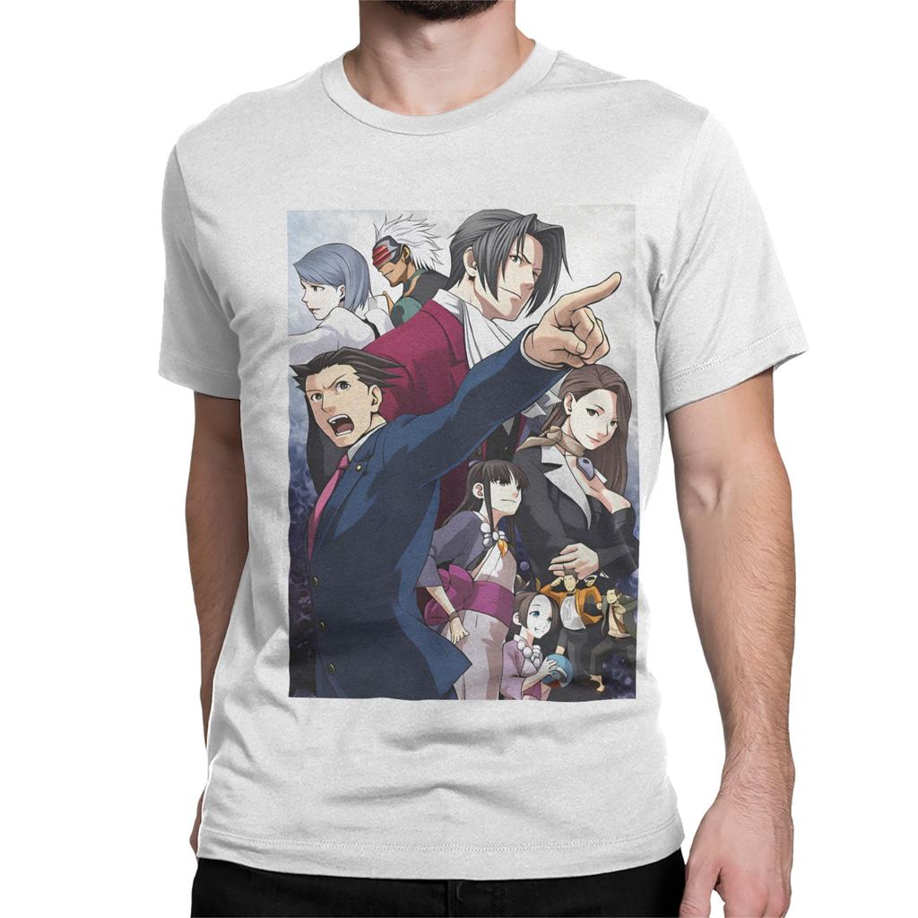 Ace Attorney Videospiel Phoenix Wright T-Shirts für Männer Frauen Vintage Reines Baumwoll-T-Shirt O-Ausschnitt Kurzarm T-Shirts Tops