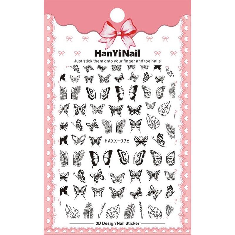 1 Sheet 3D Adhesive Nail Sticker Geometric Patterns Flowers Butterfly Decal for Nail Art Decoration